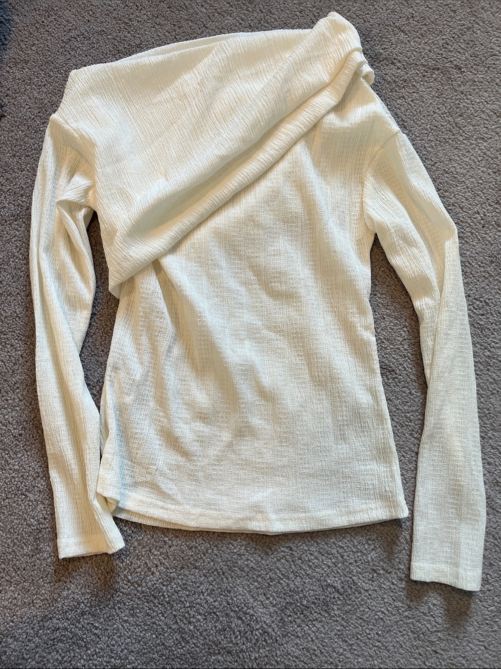 SHEIN Cream Ribbed Long Sleeve Top
